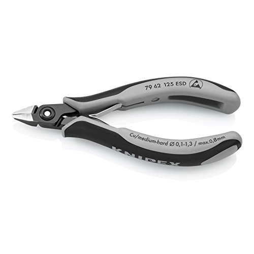 Knipex Präzisions-Elektronik-Seitenschneider ESD brüniert, mit Mehrkomponenten-Hüllen 125 mm 79 62 125 ESD