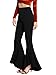 MakeMeChic Women's Elastic Waist Solid Flare Pants Stretchy Bell Bottom Trousers Black M