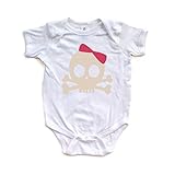 Apericots Cute White Short Sleeve Bodysuit with Pirate Princess Skull Design