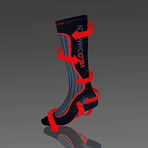 VeloChampion Recovery Compression Socks for Men & Women Ladies (20-30mmhg) Best Flight Socks for Shin Splints, Sports, Leg Pain, Varicose Veins, Deep Vein Thrombosis DVT, Nurses & Maternity Pregnancy