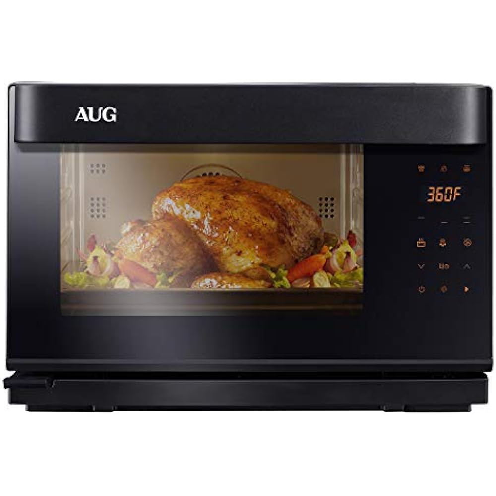 AUG Countertop Steam Oven Convection Grill, 8 Functions Combi, Black