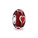 Red White Murano Glass .925 Sterling Silver Core Spacer Hearts Charm Bead For Women For Teen Fits European Bracelet