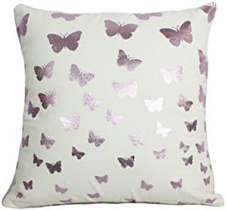 Urban Loft by Westex Foil Butterflies Pink & White Polyester Filled Decorative Throw Pillow Cushion 18" x 18"