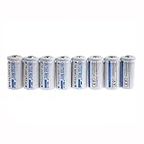ON THE WAY®8PCS 3.7V 880mAh CR123A 16340 Rechargeable Battery(White)