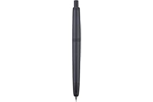 WIKULT Jinhao 20 Press Fountain Pen, Matte Black Retractable Extra Fine Nib with Ink Converter Set (Black Clip)