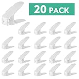 HEMBOR Shoe Slots Organizer, 3 Step Adjustable Footwear Rack Holder, Double Layer Space Saver Storage Stacker, Suitable for Men's Women's High Low Shoes for Home Closet Indoor (20 Pack) (White)