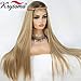 K'ryssma Long Blonde Wig Ombre with Brown Roots Middle Parting Synthetic Wig with Natural Hairline Silk Straight Blond Wig for Women