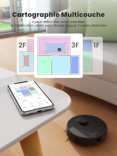 Lefant M1 2-in-1 Robot Vacuum Cleaner, 5500Pa, LiDAR Navigation, Multi-Stage Mapping, Virtual Areas, Connected by Alexa/APP/WiFi, Ideal for Pet Hair, Carpets and Hard Floors, Black