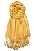 Achillea Soft Silky Solid Pashmina Shawl Wrap Scarf for Wedding Bridesmaid Dress (Gold)