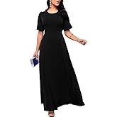 TieBnss Maxi Dresses for Women Casual Floor Length Round Neck Party Formal Long Dresses