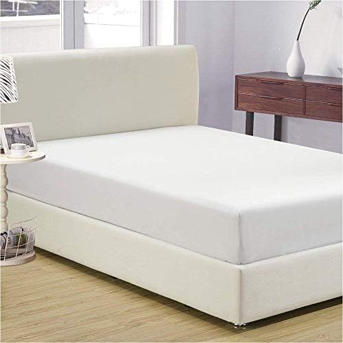 Bhoomi Impex Fitted Sheet with Elastic All Around - Fits Mattress Upto 14 Inch Deep Pocket - 400 Thread Count 100 Percent Pure Cotton Extra Soft, Breathable and Comfortable - Cal-King, White Solid