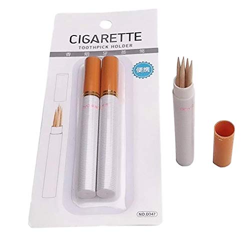 Elaco Toothpick Holder, Outdoor Portable Two Sticks Cigarette Shape Toothpick Holder (Multicolor)