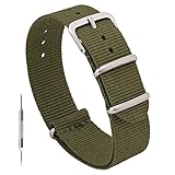 Benchmark Basics Nylon Watch Band - Waterproof Ballistic Nylon One-Piece Military Watch Straps for Men &amp; Women - Choice of Color &amp; Width - 18mm, 20mm, 22mm or 24mm