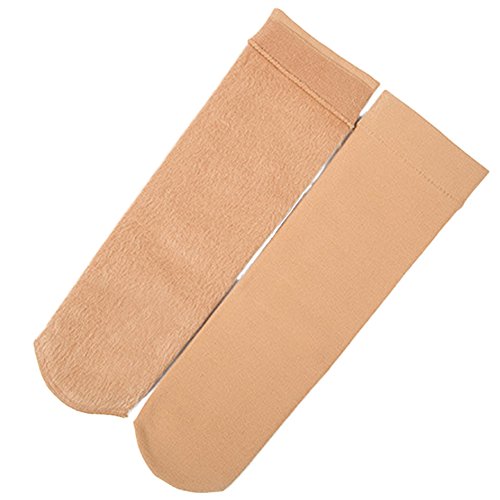Blostirno Women's Winter Warm Socks Thick Fleece Lined Trouser Socks Pack of 2 (Camel Tan&Black Pack of 2)