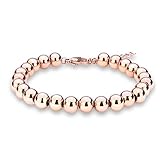 ZINDOV Jewelry Wedding Bridal Stylish Beaded Bracelet in Stainless Steel Balls Chain Great Gift for Women Men Young Adults Rose Gold Color Tone