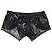 L'ASHER Men's Sexy Faux Leather Low Rise Snug Erotic Underwear Boxer Brief Black