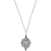 Secret for Longevity Art Deco Vintage Flapper Antique Gatsby Style Wedding Bridal Prom Rhinestone 18" inch Sterling Silver Chain Pendant Necklace