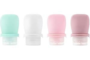 starfa lab 4 Pack 1oz Silicone Travel Bottles Leak Proof Squeeze Bottles For Toiletries Shampoo Conditioner Lotion Salad Dressing Travel Size Containers