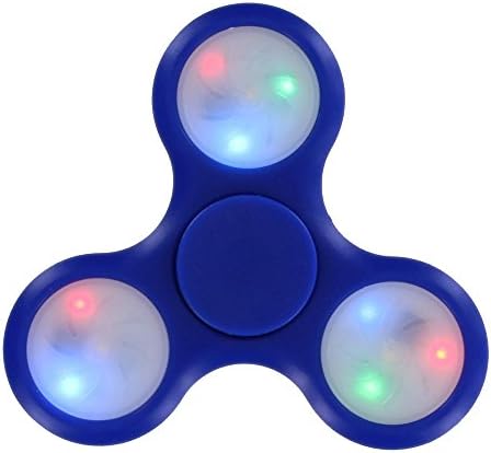 Fidgetec Premium Water Resistant Tri Fidget LED Hand Spinner With On/Off Switch and 2 Mode Flashing LED Lights - Blue
