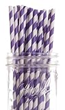 Dress My Cupcake Purple Striped Paper Straws, 25-Pack