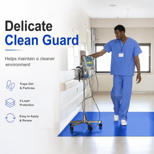AAwipes Sticky Mat Tacky Pads Adhesive 24" x 36" 5 Packs, 30 Sheets/Packs, 150 Sheets Total Blue Cleanroom Floor Mats Remove Dirt for Laboratory Construction Hospital Shoes