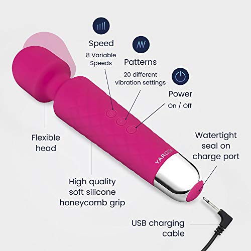 ❤️Yarosi Cordless Wand Massager Waterproof & Strong Back, Neck Massage Stress Magic Relief - Powerful Therapeutic Vibrating Mode- Best Rated for Travel Gift- Perfect Muscle Aches & Personal Recovery