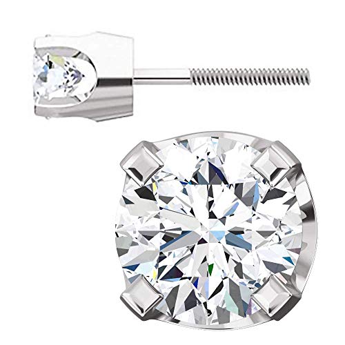 Trustmark White Gold 4mm Ice on Fire CZ Screw Back Stud Earrings