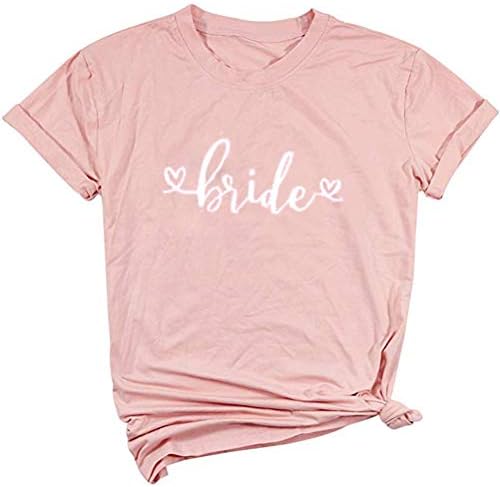 Bride Shirt Women Funny Letter Printed Cute Bridal Wedding T Shirt Casual Short Sleeve Tops Tee