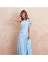 RJOAM Vestido largo asimétrico de noche para dama de honor con un hombro para dama