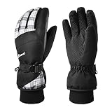Kineed Waterproof Ski Gloves Touchscreen 3M Thinsulate Winter Warm Snow Gloves for Women Youth White Medium