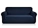 CHUN YI Stretch Sofa Slipcover 1-Piece Couch Cover, Seater Settee Coat Soft with Elastic Bottom, Checks Spandex Jacquard Fabric, Large, Dark Blue/Navy
