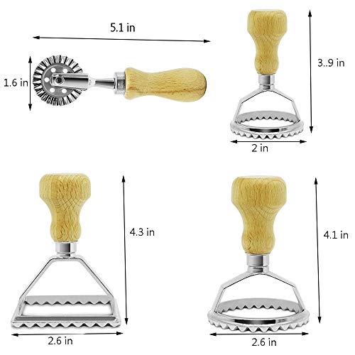 Frantic RAY Wonton Maker Stamp Set, Wooden Handle Moulds And Grooved