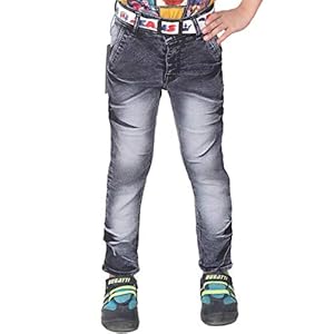 Qtsy Regular Fit Denim for Kids Stretchable Faded Jeans for Boys