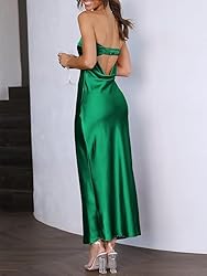 Realtix Satin Silk Backless Tube Tops Maxi Dress