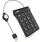 BATTOP USB Numeric Keypad with Retractable Wire 18 Keys for Notebook Laptop (Black)