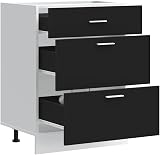 vidaXL Black Kitchen Base Cabinet, 60x46x81.5 cm, Modern Design view 5