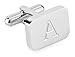 18K White-Gold Plated Initial Engraved Stainless Steel Men’s Cufflinks With Gift Box -Personalized Alphabet Letter’s A-Z By Lux & Pair
