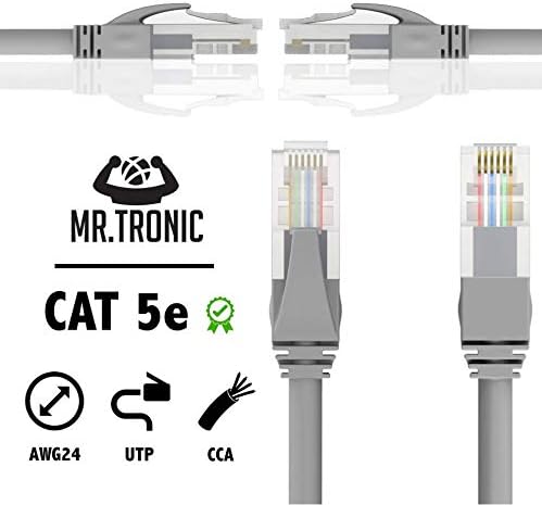 Mr. Tronic Grey Cat 5E Ethernet Cable 50m, High Speed LAN Ethernet Network Cable with RJ45 Ends Connectors - Image 3