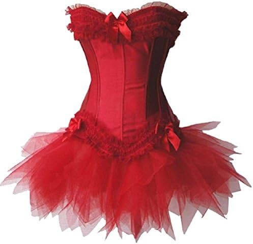 Grace Shapewear Women's Sexy Gothic Shapewear Waist Training Corest with Tutu Dress Red XL
