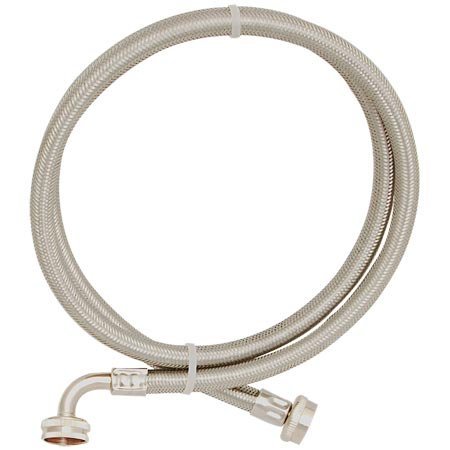 Eastman 48376 Braided Stainless Steel Washing Machine Hose with 90-Degree Elbow, 4 Ft, 1-Pair