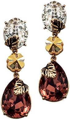 Nine Vice - Statement Earrings in Swarovski crystals (Gold, Maroon, Metallic colour) E11