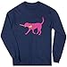 ChalkTalkSPORTS Field Hockey Long Sleeve T-Shirt | Fetch The Field Hockey Dog | Navy | Medium