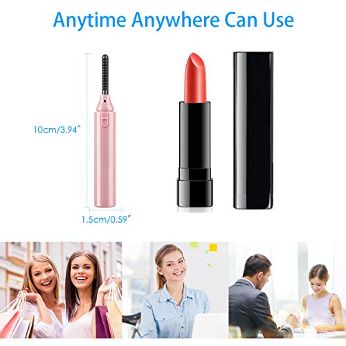Eyelash Curlers Portable Heated Electric Best Eyelash Curlers with Comb Led Light Long Lasting Eyelash Curler (Battery not included) (pink)