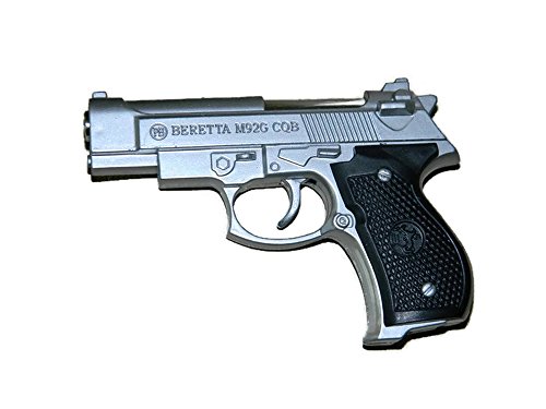 Novelty Pistol Gun Lighter Beretta M92G CQB Shaped Jet Torch Flame Cigar Cigarette Lighter - Silver