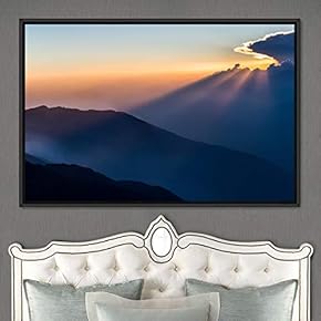 signwin Framed Canvas Wall Art Orange Sunset Abstract...