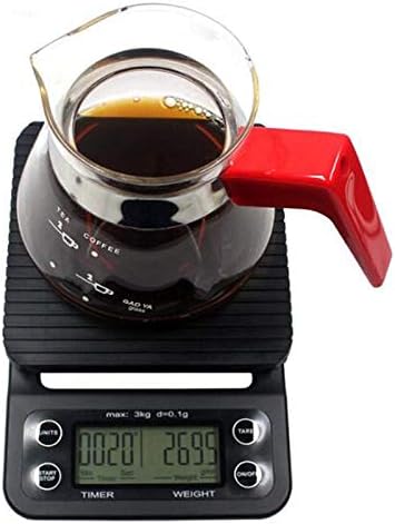 Fiesta 3kg 0.1g Portable LCD Digital Electronic Drip Coffee Scale with Timer 0.1g Digital coffee weight Household Kitchen Scale: China, Black