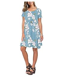 Yoonsoe Vestido de verano para dama, manga corta, casual, estampado floral, con camisa