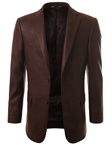 IDARBI Mens Modern Fit Leather Look Sport Coat Blazer Suit Jacket COGNAC BROWN