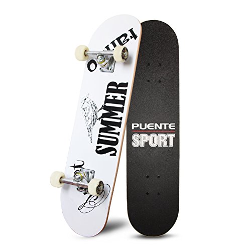PUENTE 31 Inch Complete Skateboard 7 Layer Canadian Maple Wood Double
