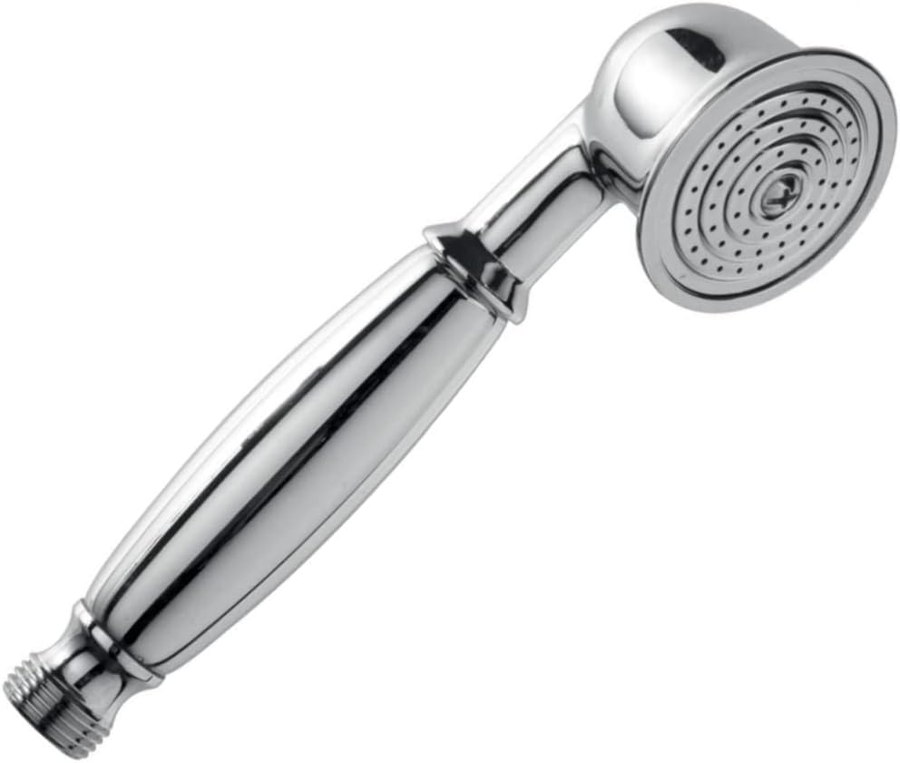 DRELD Retro Shower Head, G1/2 Hand Shower Head Made of Brass, Antique Nostalgic Showerhead with Telephone-Style (Silver)